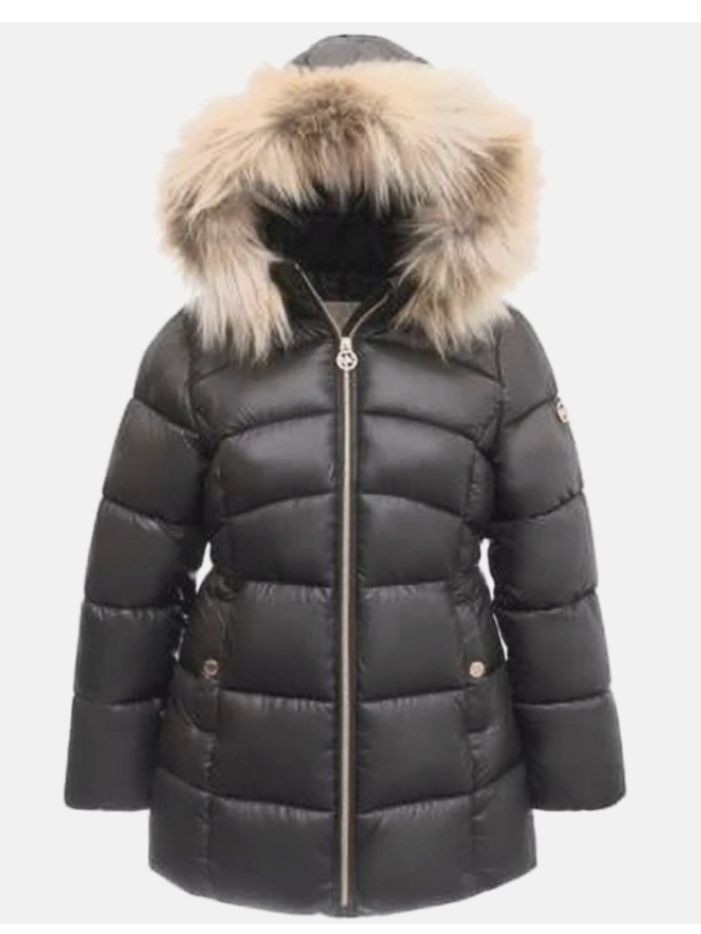 Michael Kors Girls Black Puffer Coat Size 10/12 Black EUC